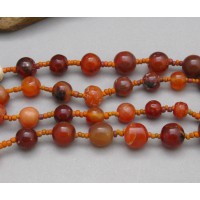 Ancient Carnelian with Red-Orange Glass Beads 29" long!!