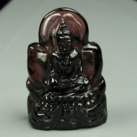 KG-027 Genuine Natural Garnet Carved Buddha Amulet Gemstone Statue Nice!!