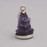 Handmade sterling silver case setting on a beautiful carving Amethyst in Lord Ganesh shape