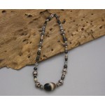 RARE Ancient Agate Sterling Silver Beads Necklace