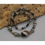 RARE Ancient Agate Sterling Silver Beads Necklace