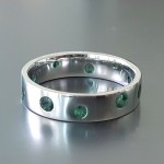 KG-053 Beautiful Genuine Emerald White Gold Plated on Sterling Silver Handmade Gemstones Ring