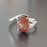 KG-051 FANTASTIC ULTRA RARE 100 % NATURAL UNHEATED ANDESINE GEMSTONE SILVER RING SIZE 6.5US