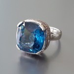 KG-050 Very Nice London Blue Topaz Setting on a Beautiful Handmade Steling Silver Ring