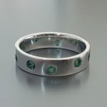 KG-053 Beautiful Genuine Emerald White Gold Plated on Sterling Silver Handmade Gemstones Ring