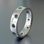 KG-053 Beautiful Genuine Emerald White Gold Plated on Sterling Silver Handmade Gemstones Ring