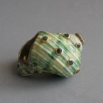 KG-043 Unique handmade seashell ring, shell ring, genuine Emerald, gold plated silver beach ring, beach jewelry, one of a kind ring, beach theme, size 7us