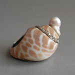 KG-042 One of a kind Handmade silver seashell, beach ring, cz diamonds, baroque pearl, nugget pearl, sea shell ring, beach jewelry, beach theme