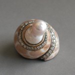 KG-042 One of a kind Handmade silver seashell, beach ring, cz diamonds, baroque pearl, nugget pearl, sea shell ring, beach jewelry, beach theme