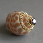 KG-046 Unique Handmade seashell ring, Amethyst cz diamonds, Natural seashell, Gold over silver ring, shell jewelry, beach jewelry, beach ring,Beach theme