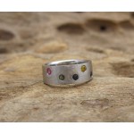 KG-036 Unique Mixed Genuine Gemstones Handmade Sterling Silver  Ring