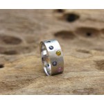 KG-036 Unique Mixed Genuine Gemstones Handmade Sterling Silver  Ring