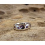 KG-037 Very Nice Genuine Amethyst White Gold Plated on Sterling Silver Handmade Gemstones Ring