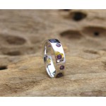 KG-037 Very Nice Genuine Amethyst White Gold Plated on Sterling Silver Handmade Gemstones Ring