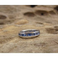 Lovely Genuine Sky Blue Tanzanite White Gold Plated on Sterling Silver Handmade Gemstone Ring Size 6us