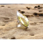 KG-048 Handmade Lime Lemon crystal stone yellow Quartz Sterling Silver Gemstone Ring