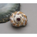 KG-038 Handmade Sterling Silver White Gold Plated with Multi Gemstones Sea Shell Ring Size 7.5