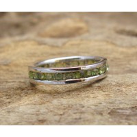 KG-049 Handmade light Green Tourmaline gem gemstone white gold over sterling silver Ring Size 6.5us