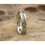 KG-049 Handmade light Green Tourmaline gem gemstone white gold over sterling silver Ring Size 6.5us