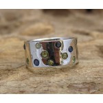 KG-034 Unique Mixed Genuine Sapphires Gemstones Handmade Sterling Silver Handmade Ring Size 6.5us