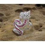 Naga Snake Nak Ruby Silver Ring Size 11us