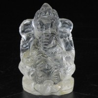 KG-020 White Clear gem gemstone Quartz Carved in Lord Ganesh Ganesha shape Indian Hindu deity talisman Buddha Amulet Statue