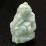 KG-002 Natural Genuine Pastel Green Jade Carved Lord Ganesh Ganesha India Hindu Deity talisman Buddha Statue