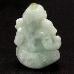 KG-002 Natural Genuine Pastel Green Jade Carved Lord Ganesh Ganesha India Hindu Deity talisman Buddha Statue