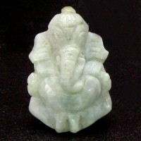 KG-002 Natural Genuine Pastel Green Jade Carved Lord Ganesh Ganesha India Hindu Deity talisman Buddha Statue