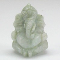 KG-003 Natural Genuine Pastel Green Jade Carved Lord Ganesh Ganesha India Hindu Deity talisman Buddha Statue