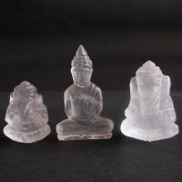 BDC-26 Nice Handcarved crystal Quartz in 2 Lord Ganesh Ganesha-1 Buddha in meditation posture Thai quartz, thai crystal