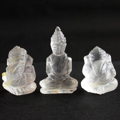 BDC-7 Handmade Hand carved crystal white Quartz 2 Lord Ganesh Ganesha-1 Buddha in meditation posture Thai quartz, thai crystal, hindu buddha statue #7