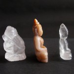 BDC-16 3 Handmade Handcarved crystal Quartz Honey Jade Lord Ganesh Buddhas in meditation posture Thai quartz, thai crystal, hindu buddha statue #16