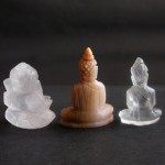 BDC-16 3 Handmade Handcarved crystal Quartz Honey Jade Lord Ganesh Buddhas in meditation posture Thai quartz, thai crystal, hindu buddha statue #16