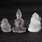 BDC-26 Nice Handcarved crystal Quartz in 2 Lord Ganesh Ganesha-1 Buddha in meditation posture Thai quartz, thai crystal