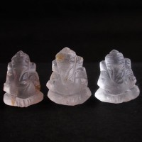 BDC-19  3Hand Carved crystal Quartz in Lord Ganesh Figurine, Hindu God Ganesha gemstone Statues Unique Gift, Religious Sculpture #19