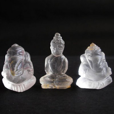 BDC-12  Handmade Hand carved crystal white Quartz 2 Lord Ganesh Ganesha-1 Buddha in meditation posture Thai quartz, thai crystal, hindu buddha statue #12
