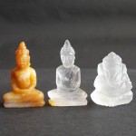 BDC-3  3Handmade Handcarved crystal Quartz Honey Jade Lord Ganesh Buddhas in meditation posture Thai quartz, thai crystal, hindu buddha statue