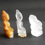 BDC-3  3Handmade Handcarved crystal Quartz Honey Jade Lord Ganesh Buddhas in meditation posture Thai quartz, thai crystal, hindu buddha statue