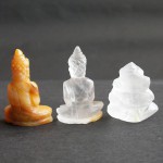 BDC-3  3Handmade Handcarved crystal Quartz Honey Jade Lord Ganesh Buddhas in meditation posture Thai quartz, thai crystal, hindu buddha statue