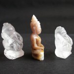 BDC-2  3Handmade Handcarved crystal Quartz-Honey Jade Lord Ganesh -1 Buddhas in meditation posture Thai quartz, thai crystal, hindu buddha yoga statue