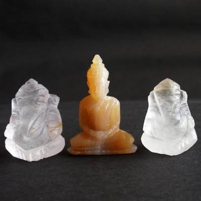 BDC-1  3Handmade Handcarved crystal Quartz-Honey Jade Lord Ganesh -1 Buddhas in meditation posture Thai quartz, thai crystal, hindu buddha yoga statue 
