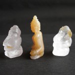 BDC-1  3Handmade Handcarved crystal Quartz-Honey Jade Lord Ganesh -1 Buddhas in meditation posture Thai quartz, thai crystal, hindu buddha yoga statue 