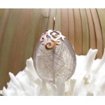 KG-029 Handmade-Filigree Sterling Silver Plated Pink Gold on a Beautiful natural Rutilated Quartz pendant