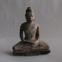 BD-011 Rare Old Antique Burmese Myanmar Wood Burma Buddha Amulet Statue