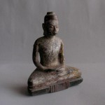 BD-011 Rare Old Antique Burmese Myanmar Wood Burma Buddha Amulet Statue