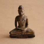 BD-011 Rare Old Antique Burmese Myanmar Wood Burma Buddha Amulet Statue