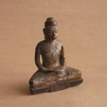 BD-011 Rare Old Antique Burmese Myanmar Wood Burma Buddha Amulet Statue