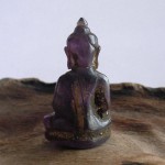 BD-027 Rare Old Grape Purple Quartz Crystal Carved in Phra Hin 'Kru Hod' Seated in Meditation Posture Crowned Magic Luckky Buddha Amulet from Meaung Hod