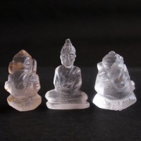 BDC-25 Handmade Handcarved crystal Quartz in 2 Lord Ganesh Ganesha-1 Buddha in meditation posture Thai quartz, thai crystal statue